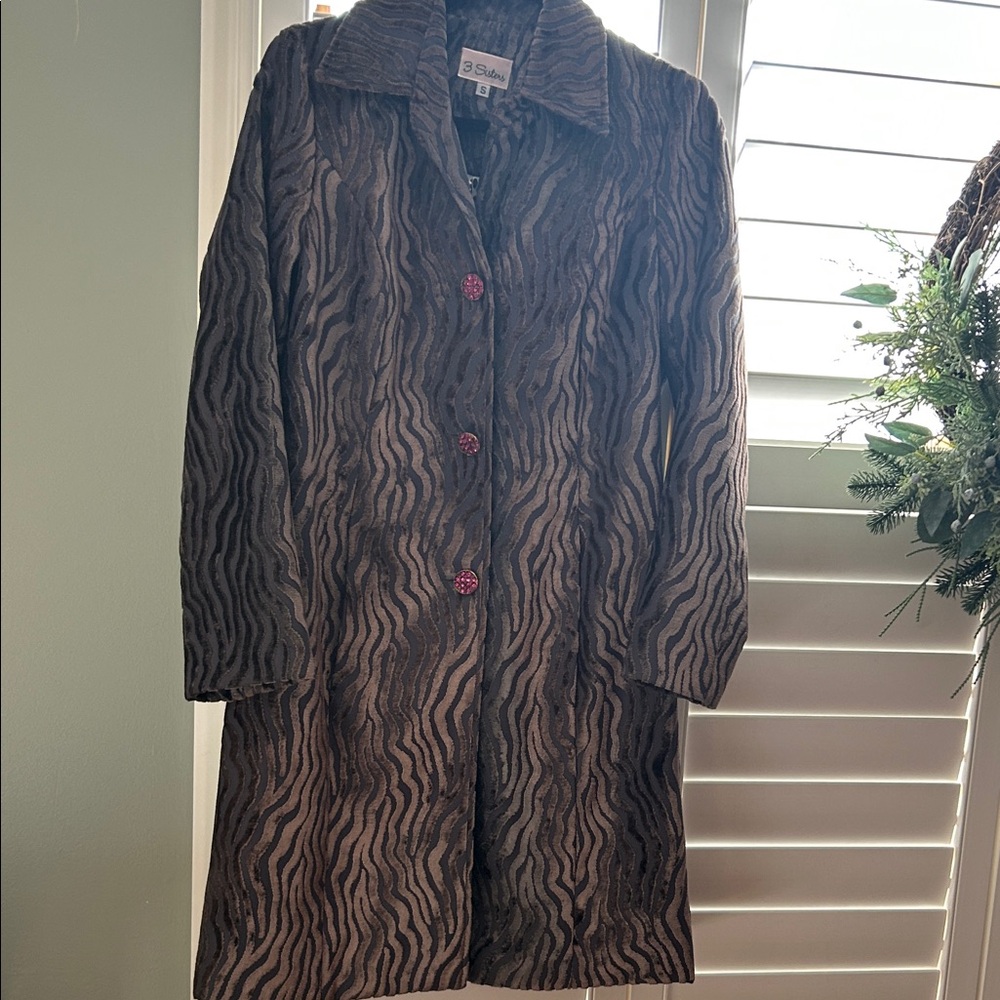 3 Sisters Zebra Print Jacket with Purple Accents